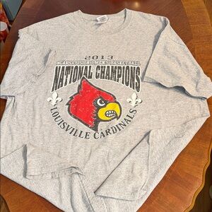Gildan Gray Louisville Cardinals National Champions Tee